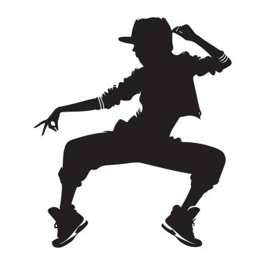 Şehir Dansçısı Silueti Hip Hop Dans Tasarımları için Dinamik Pozisyonlar