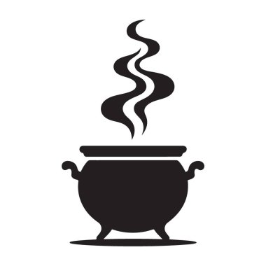 Yemek ve demleme için Kazan Silueti Vektör İllüstrasyonuName