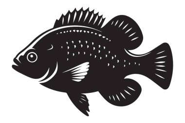 Deniz ürünleri ve akvaryum tasarımları için Balık Silueti Vektör İllüstrasyonu