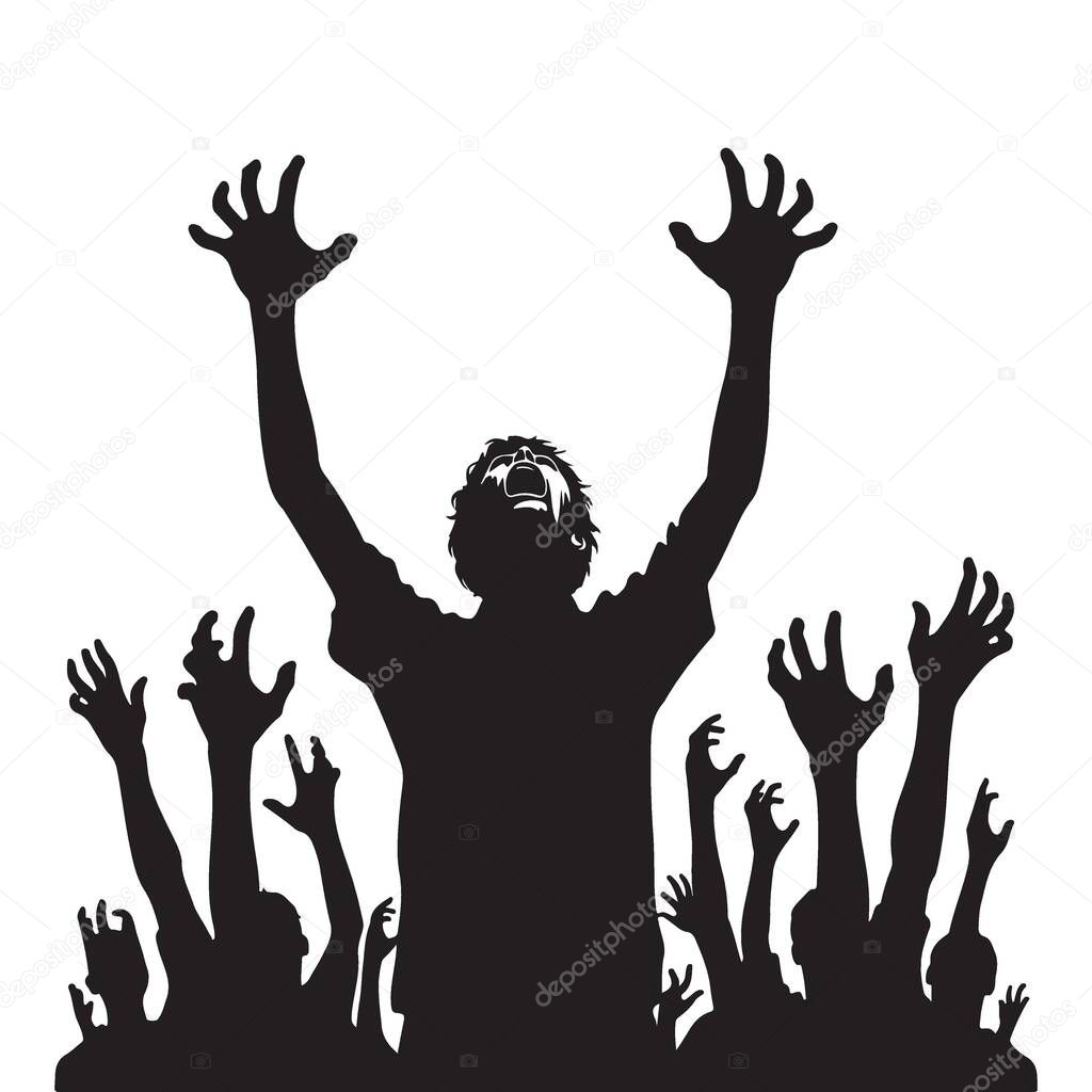 Zombie Horde Silhouette A Creepy Undead Invasion Illustration Art