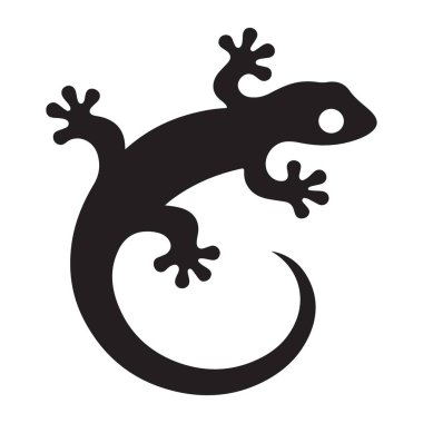 Sürüngen Tutkuları için Siluet Gecko Kertenkele Vektör İllüstrasyonu