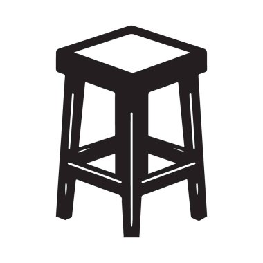 Mobilya Tasarımı Projeleri için Basit Dışkı Silüeti Vektörü İllüstrasyonu