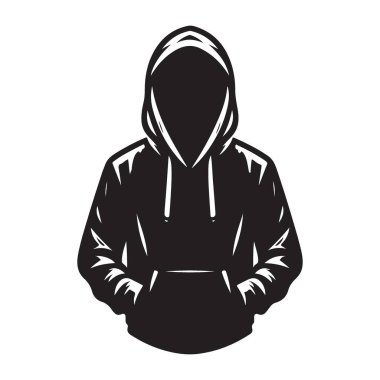 İsimsiz kapüşonlu siluet gizemli kişi vektör çizimi