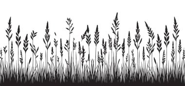 Doğa manzarası sanatı için yabani ot silueti vektör çizimi
