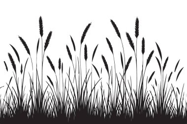 Siluet Çimen Vektörü Resimleri Kusursuz Alan Arkaplan Tasarım Şablonu
