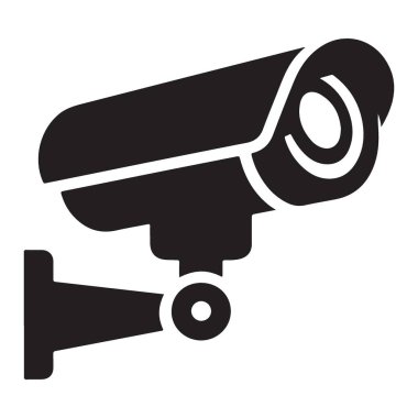 CCTV Kamera Gözetleme Sistemi Siluet Vektör Sanat İllüstrasyonu
