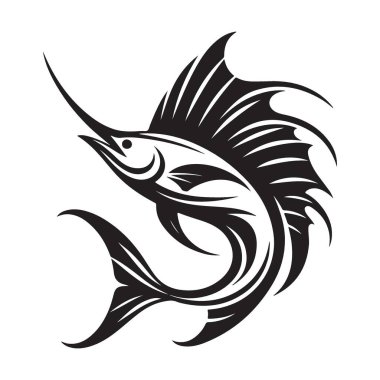 Dinamik Kılıçbalığı Balık Silueti Su Vektörü Sanatından Atlıyor