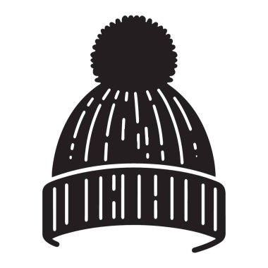 Ilık Kış Örgü Beanie Şapka Siluet Vektör Çizelgesi