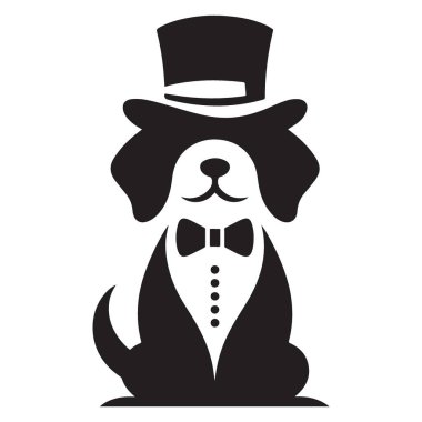 Smokinli Siluet Köpek Şık Şapkalı Evcil Hayvan