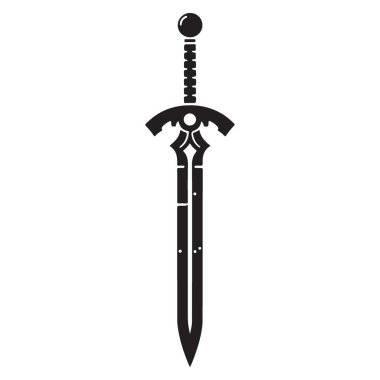 Kılıç Çizimi Siluet Silah Fantezi Savaşçısı Savaşa hazır