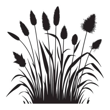 Süslü Çimen Kümeleme Vektör Grafik Varlığının Siluet ResmiComment