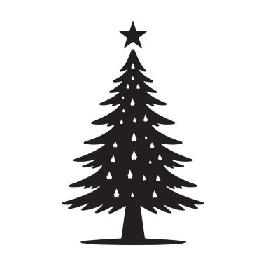 Klasik Noel Ağacı Vektörü Silueti, Tatil Sezonu Dekorasyon Simgesi