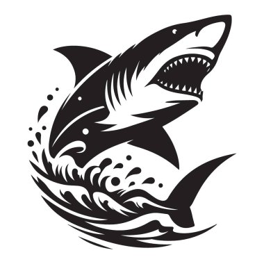 Büyük Beyaz Köpekbalığı Vektör Silueti, Güçlü Denizci Avcı Sanatı