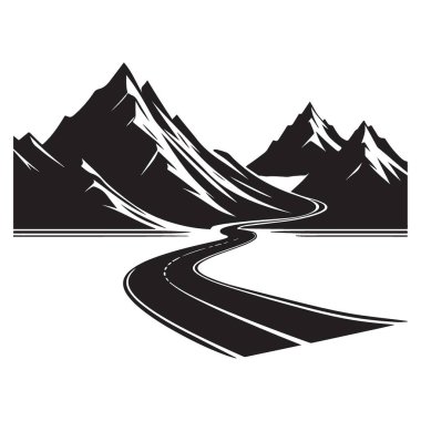 Açık hava ruhları için Manzaralı Dağ Yolculuğu Macera Vektörü İllüstrasyonu