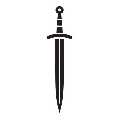 Kılıç silueti illüstrasyon ortaçağ silahlarının savaşçı şövalye tasarım vektörü