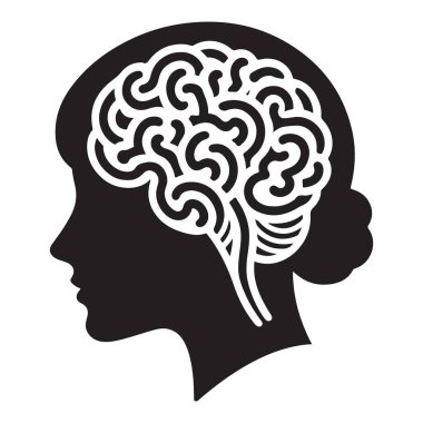 Beyin gücü yaratıcı zihin silueti vektör çizimi tasarımı