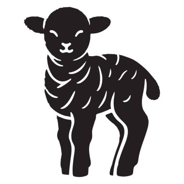 Şirin kuzu silueti vektör tapılası hayvan çizgi film tasarımı