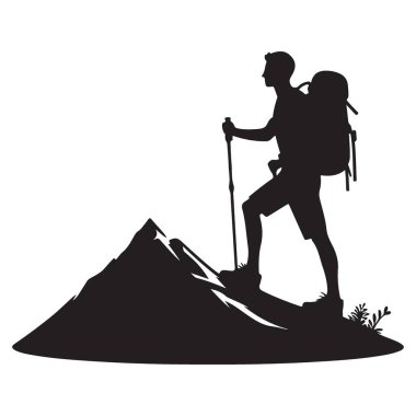 Yürüyüş macerası dağ siluetini tırmanma açık hava vektörünü keşfetme