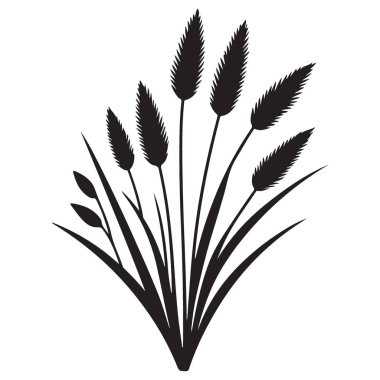 Siluet Çimen Sahası Siyah ve Beyaz Vektör İllüstrasyon Doğası