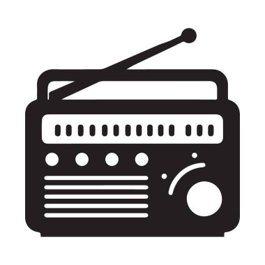 Müzik Aşıkları için Klasik Radyo Silueti Vektör Sanat İllüstrasyonu