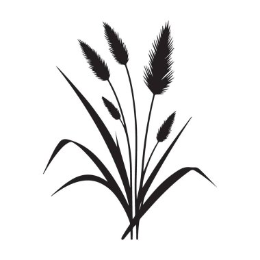 Doğa Manzarası Tasarımı için Çimen Silueti Vektör İllüstrasyonu