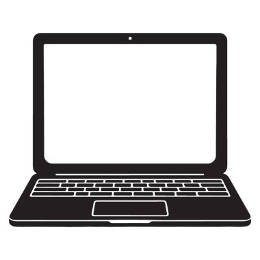Laptop Siluet Çizimi Modern Teknoloji Bilgisayar Tasarımı