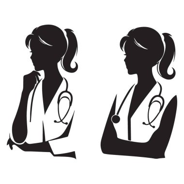 Profesyonel sağlık vektörü danışmanlığında kadın doktor silueti