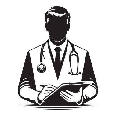 Stethoscope Vektör Sanatı Profesyonel Tıp 'tan Doktor Siluet