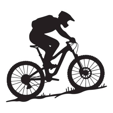 Dağ Motorcusu Silüeti Vektör Sanatı Ekstrem Spor Çizimi
