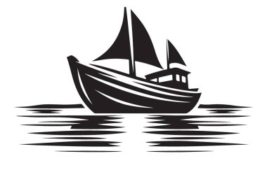 Suyun Huzurlu ve Huzurlu Yolculuğu Üzerine Yelkenli Silueti Çizimi