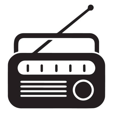 Retro Radyo Silueti Klasik Yayın Alıcısı Aygıt Vektörü Tasarımı