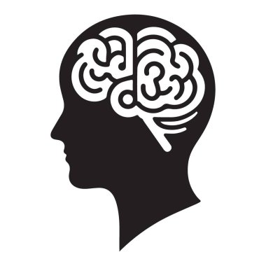 İnsan Beyni Silüeti Vektör İllüstrasyonu Bilgiyi Temsil Ediyor