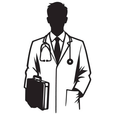 Tıp Mesleği İçin Doktor Siluet Vektörü Evrak Çantası
