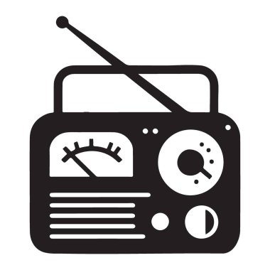 Klasik Radyo İllüstrasyonu Klasik Yayın Aygıtı Vektör Siluet Sanatı