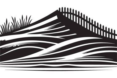 Kırsal Manzara Bir Çiftlik Alanının Siyah ve Beyaz Resimleri