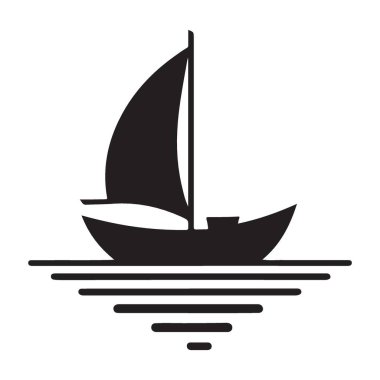 Sakin Su Silueti Vektörü Deniz Sahnesi Sanatı Üzerine Klasik Yelkenli Teknesi