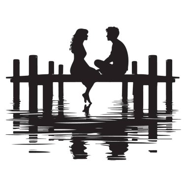 Huzurlu Çift Görüntü Rıhtımda Oturuyor