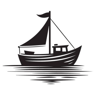 Yelkenli Tekne Silueti Su Taşımacılığı ve Eğlence için Vektör ResmiComment