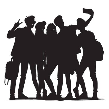 Grup Selfie Silueti Arkadaşları ve Anıları Birlikte Yakalıyor