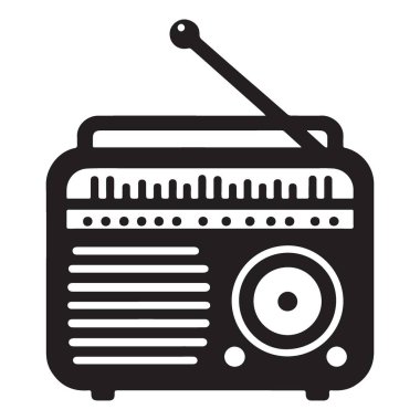 Retro Radyo Siluet Nostalji ve Ses Eğlencesi için Vektör İllüstrasyonu