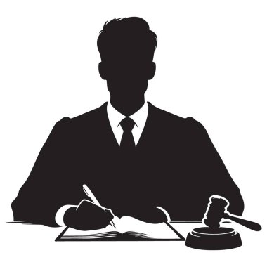 Bir erkek yargıcın silueti adaletin bir yansıması olarak karar veriyor