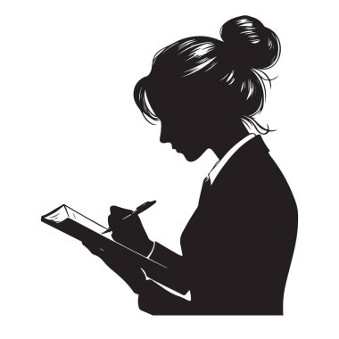 Pano illüstrasyonuna iş kadını silueti yazma belgesi