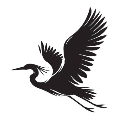 Siluet Zarif Balıkçıl Uçan Vahşi Yaşam Vektör Grafik Kaynağı