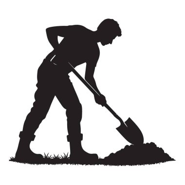 Bahçıvan, Kürekle Toprak Kazıyor Siluet Bahçecilik Faaliyetleri