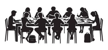 Öğrenciler Eğitim Başarı Projesi için Beyin Fırtınası ve Siluet Çizimi