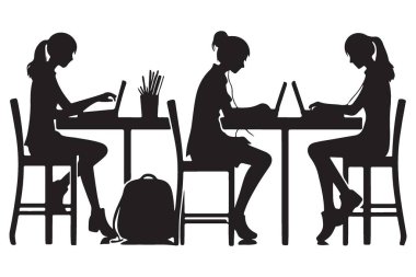 İş Geliştirme Projesi için Laptop Siluet Çizimi üzerinde çalışan kadınlar