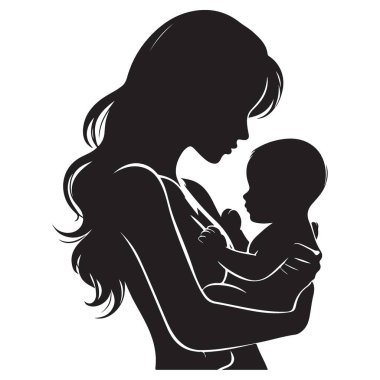 Anne ve bebek vektör sanatı annelik sevgisini gösteriyor.