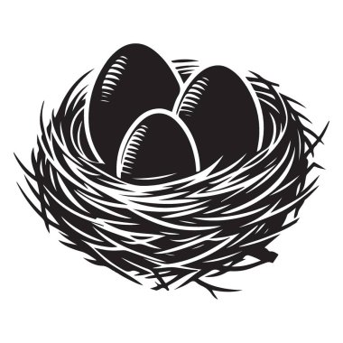 Üç yumurtalı yuva vektör illüstrasyon grafik resmi