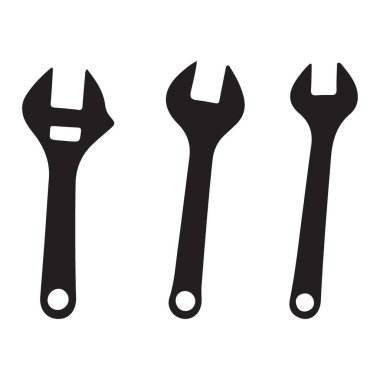 Siyah ve Beyaz Ayarlanabilir Anahtarlar Alet Vektörü İllüstrasyonu