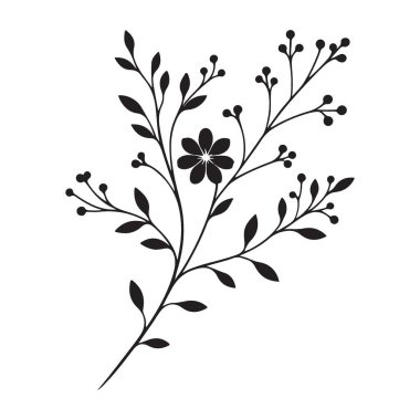 Yaratıcı Tasarımlar İçin Zarif Botanik Çiçek Silueti Vektör İllüstrasyonu